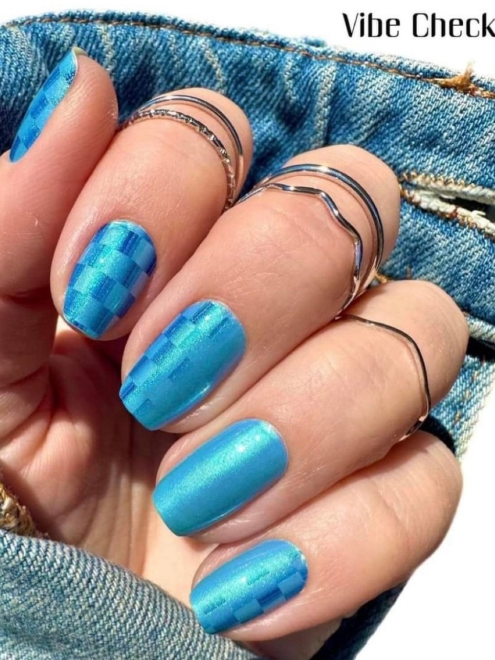 *Retired* Color Street: Vibe Check | Sky Blue Checkered Summer Party Spring